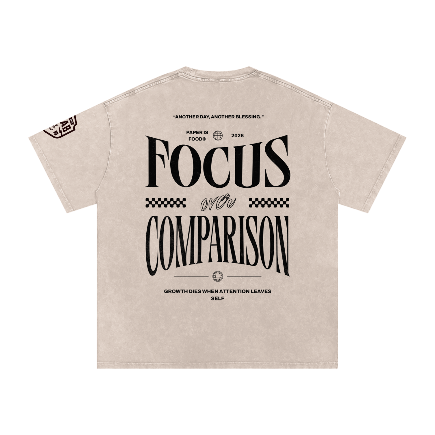 Stay Focus Snow Washed Oversized Cotton T-Shirt