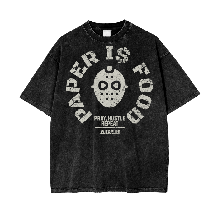 PAPER IS FOOD Acid Wash Oversize T-Shirt - 250 GSM