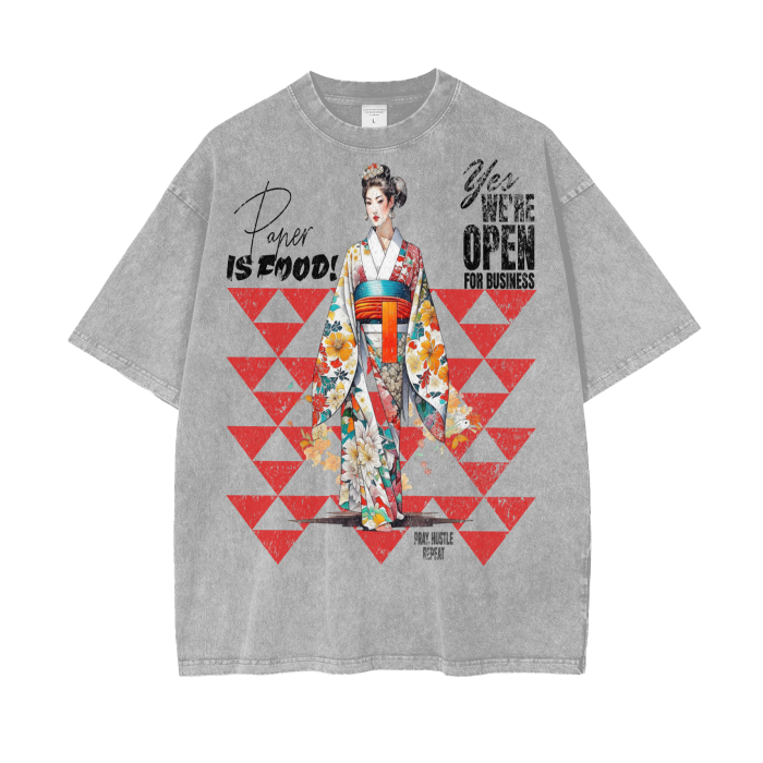 PIF Open For Business Acid Wash Oversize T-Shirt - 250 GSM