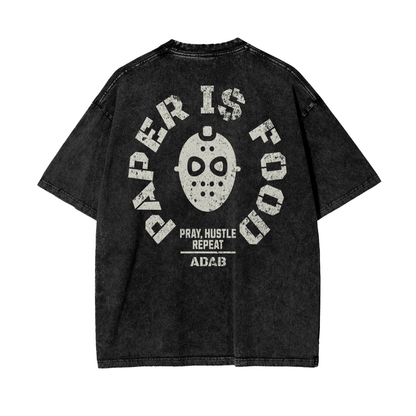 PAPER IS FOOD  Acid Wash Oversize T-Shirt - 250 GSM