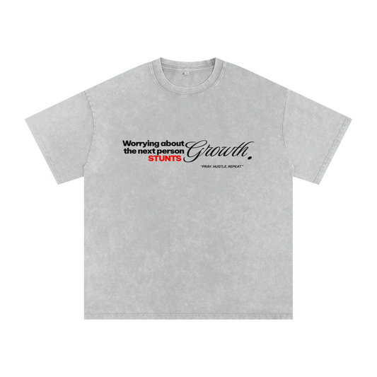Stay Focus  Snow Washed Oversized Cotton T-Shirt