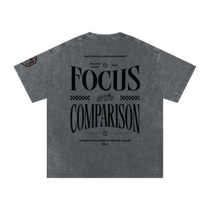 Stay Focus  Snow Washed Oversized Cotton T-Shirt