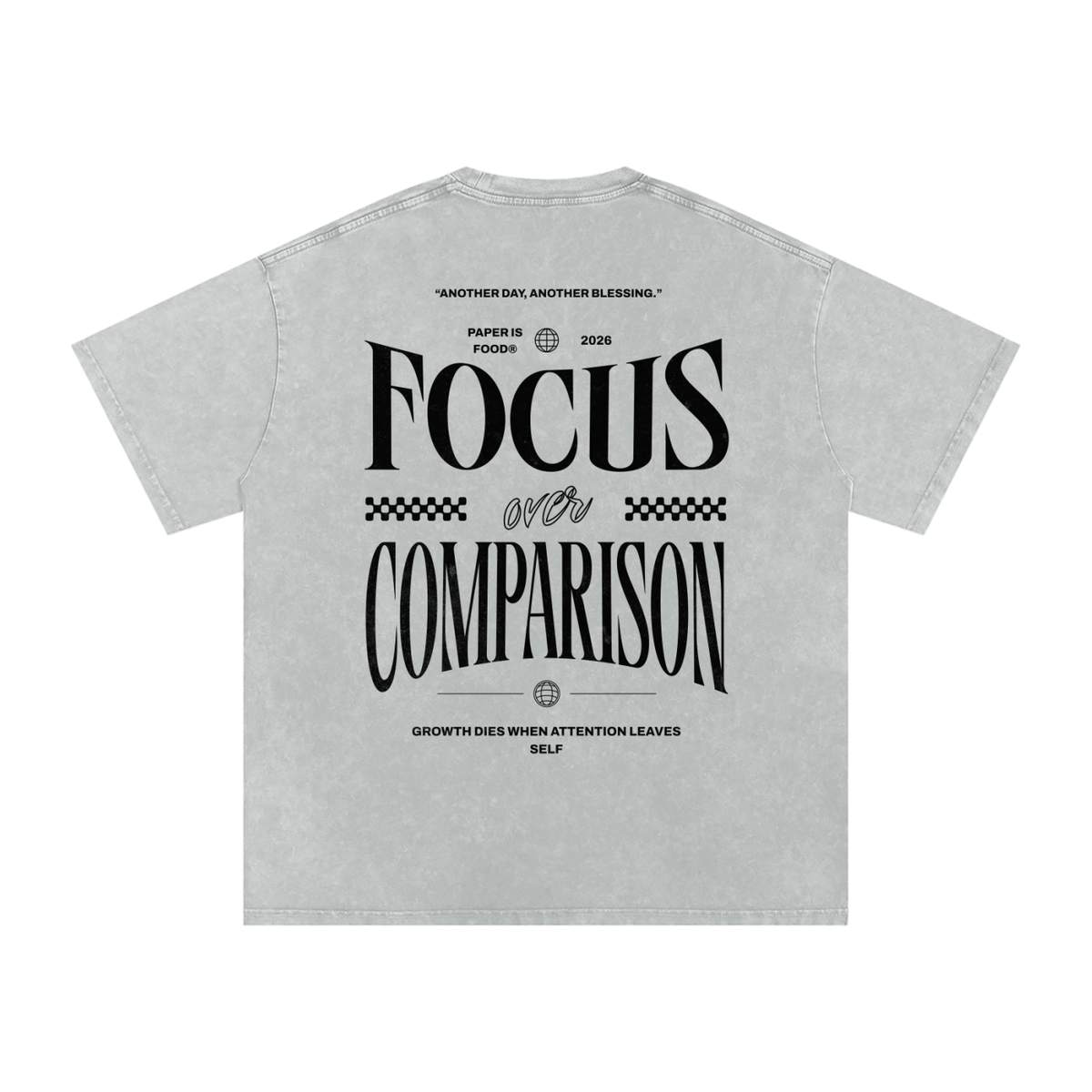 Stay Focus  Snow Washed Oversized Cotton T-Shirt