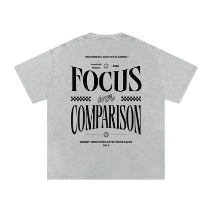 Stay Focus  Snow Washed Oversized Cotton T-Shirt