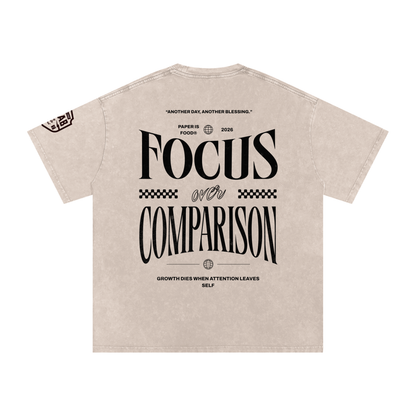 Stay Focus  Snow Washed Oversized Cotton T-Shirt