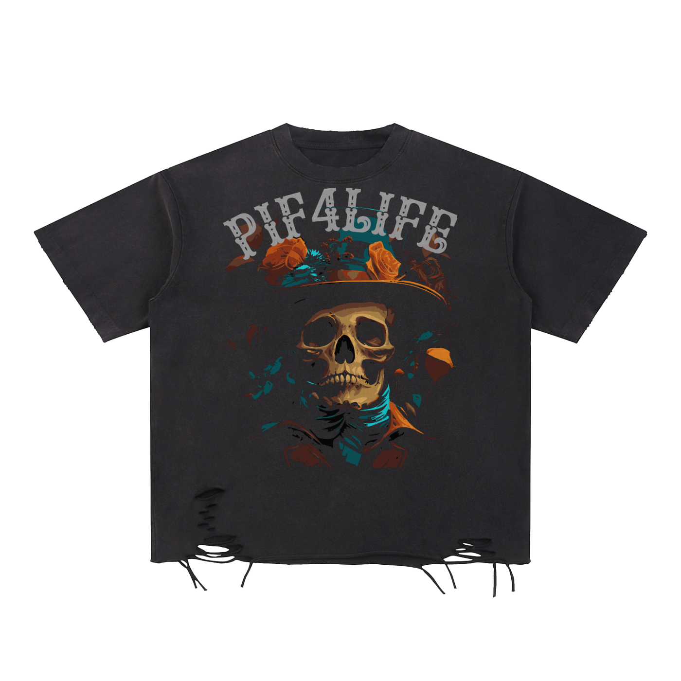 PIF4LIFE Snow Washed Raw-Hem T-Shirt