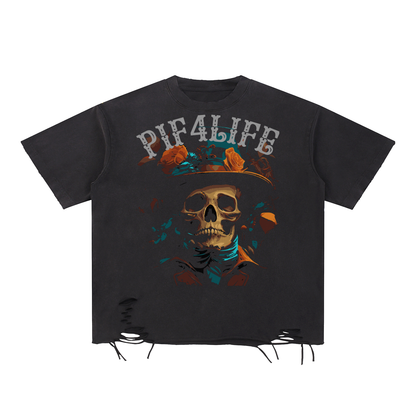 PIF4LIFE Snow Washed Raw-Hem T-Shirt