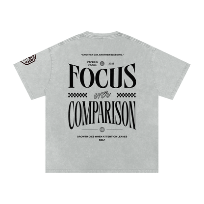 Stay Focus  Snow Washed Oversized Cotton T-Shirt