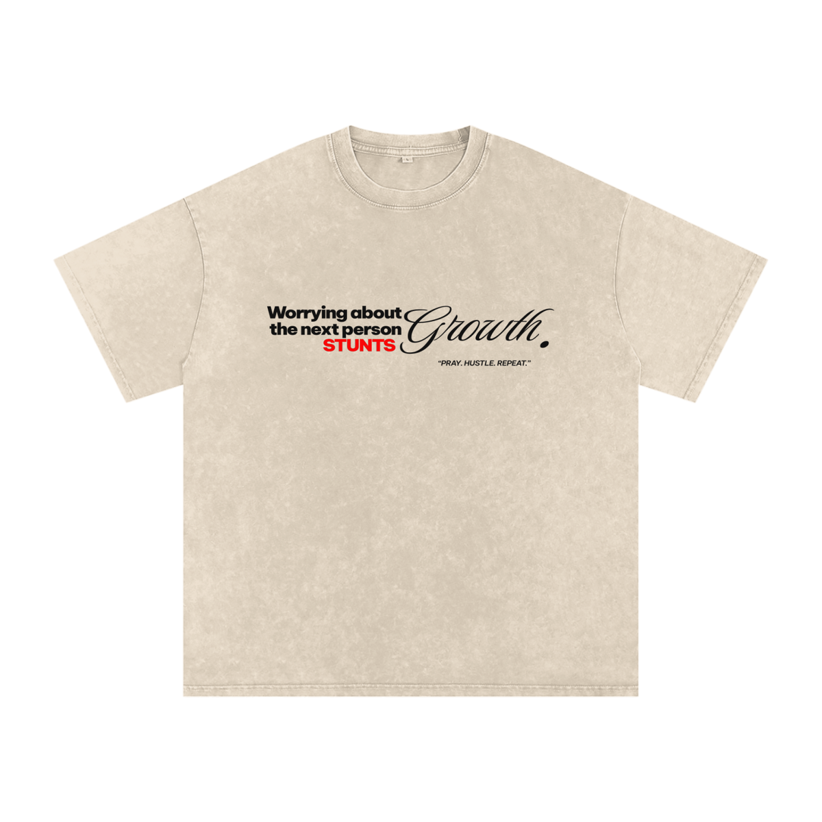 Stay Focus  Snow Washed Oversized Cotton T-Shirt