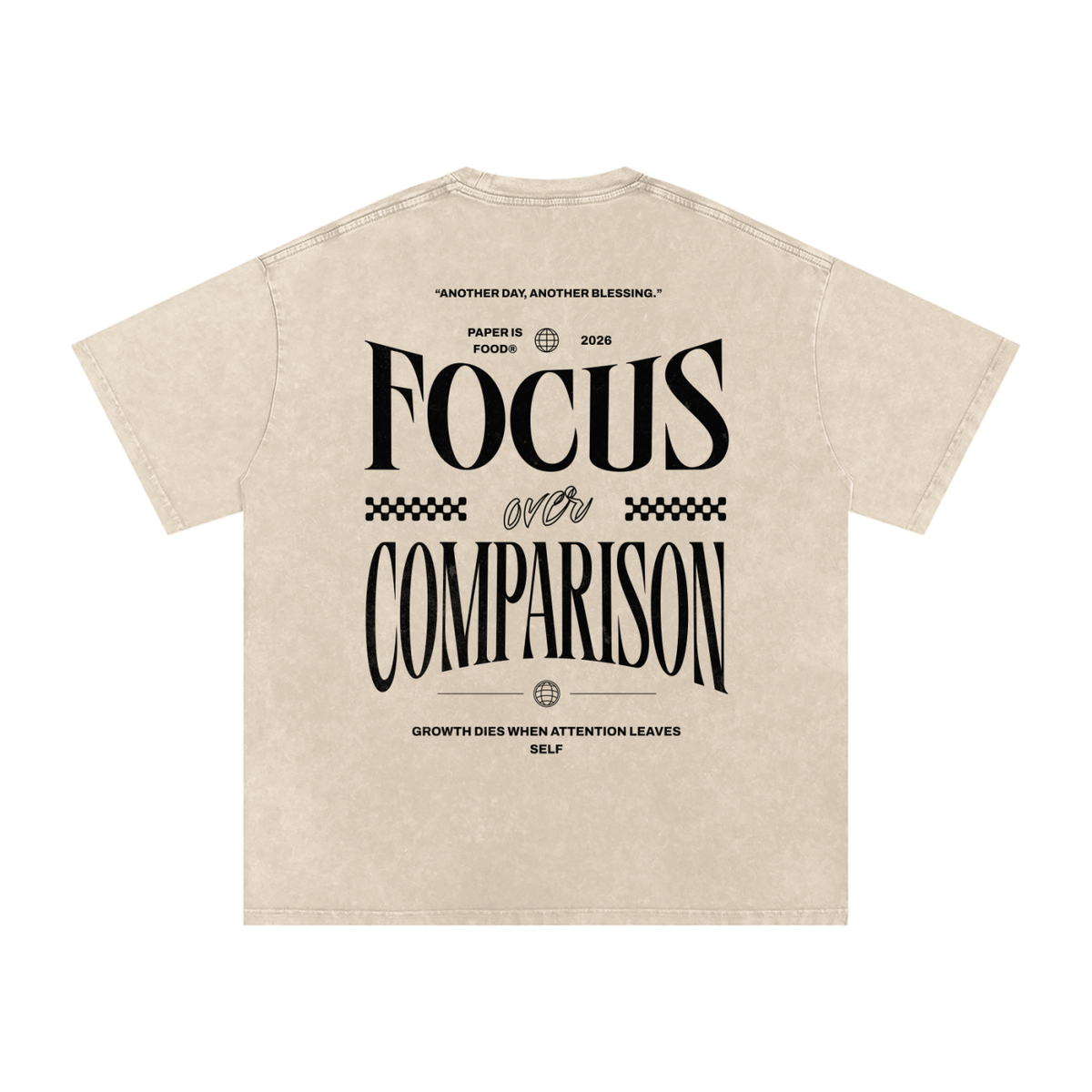 Stay Focus  Snow Washed Oversized Cotton T-Shirt