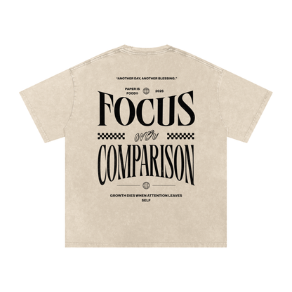 Stay Focus  Snow Washed Oversized Cotton T-Shirt