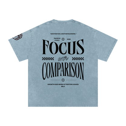 Stay Focus  Snow Washed Oversized Cotton T-Shirt