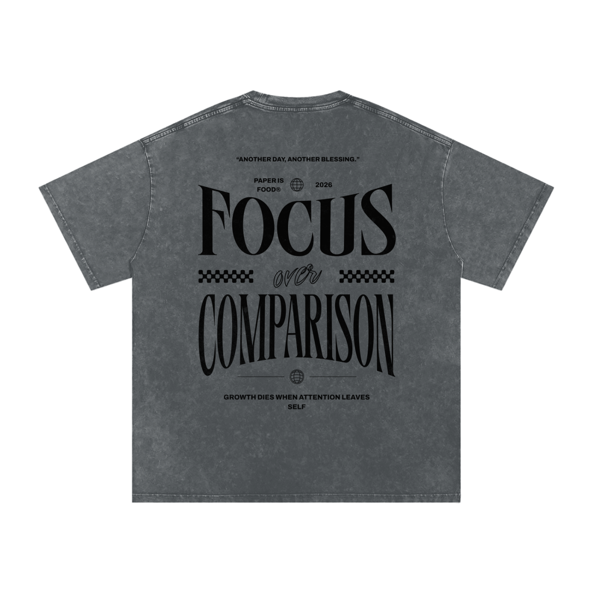 Stay Focus  Snow Washed Oversized Cotton T-Shirt