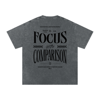 Stay Focus  Snow Washed Oversized Cotton T-Shirt